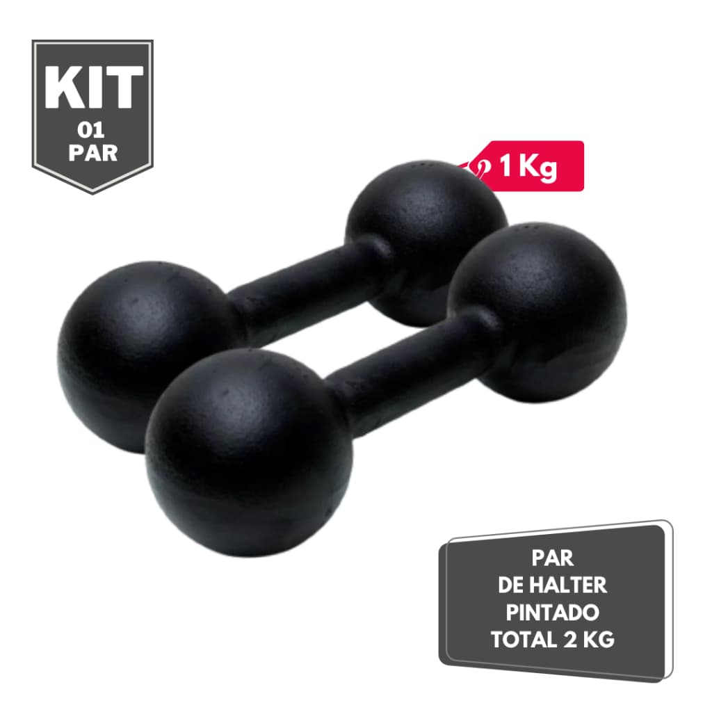 Par de Halter Bola Pintado 1Kg - PCP