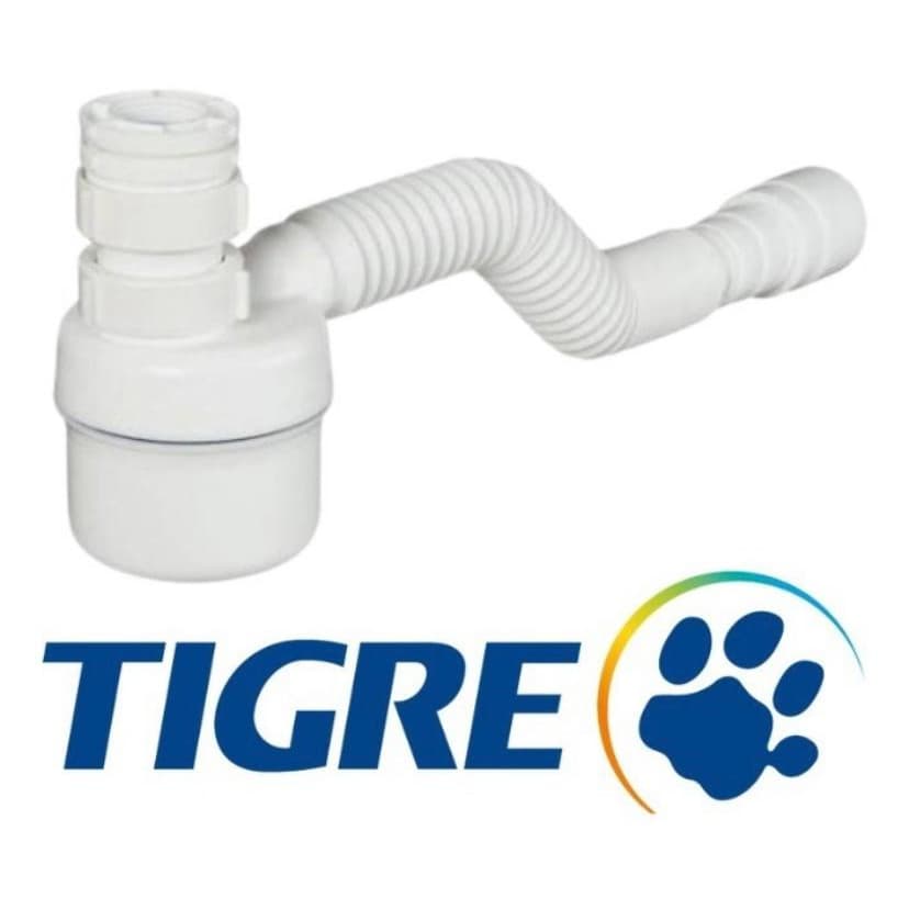 Sifão  Copo Universal Ajustável Anti Cheiro Flexível Branco Tigre
