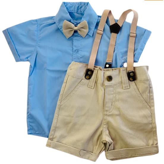 Conjunto Roupa Infantil Batizado Social De Menino Bebê infantil Pajem Casamento  Suspensório Gravata