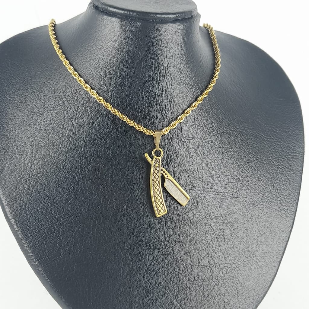 Colar Retrô Barbeiro Barbeira Navalha Fashion Masculino Feminino
