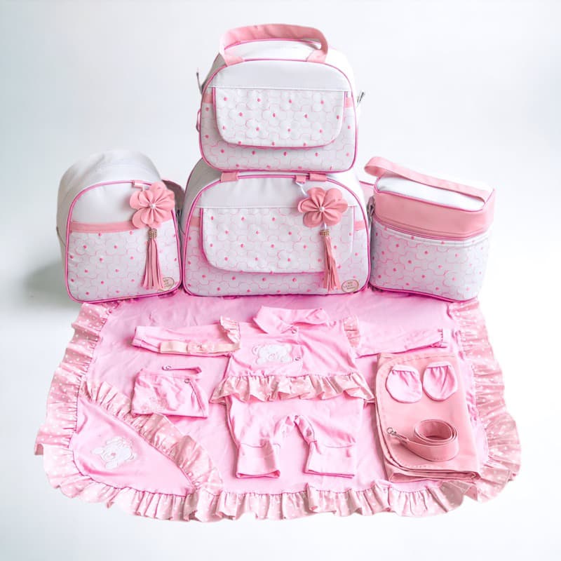 Kit Bolsa Maternidade Luxo Menina Flor