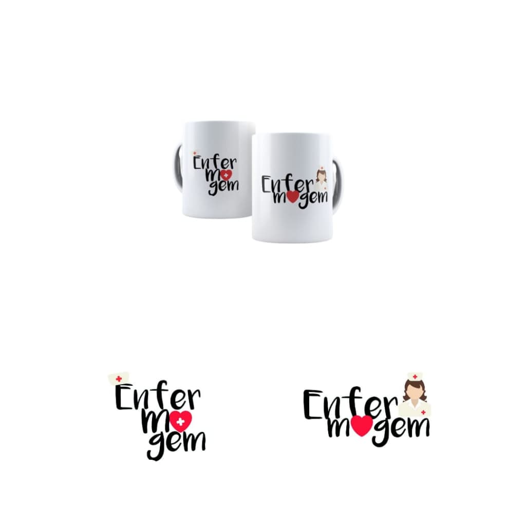 Caneca Porcelana Profissão Enfermagem-Enfermeira-Modelos