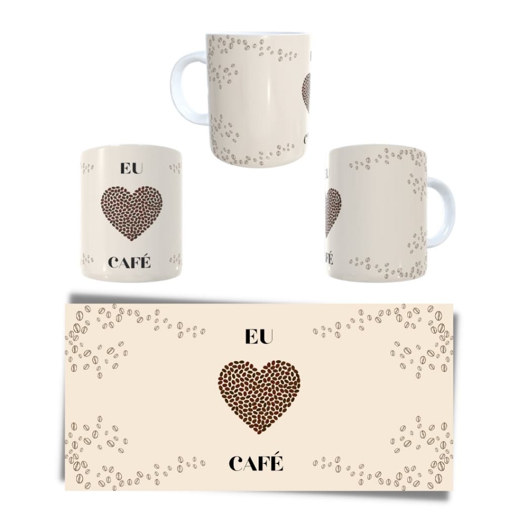 CANECA DE PORCELANA EU AMO CAFÉ