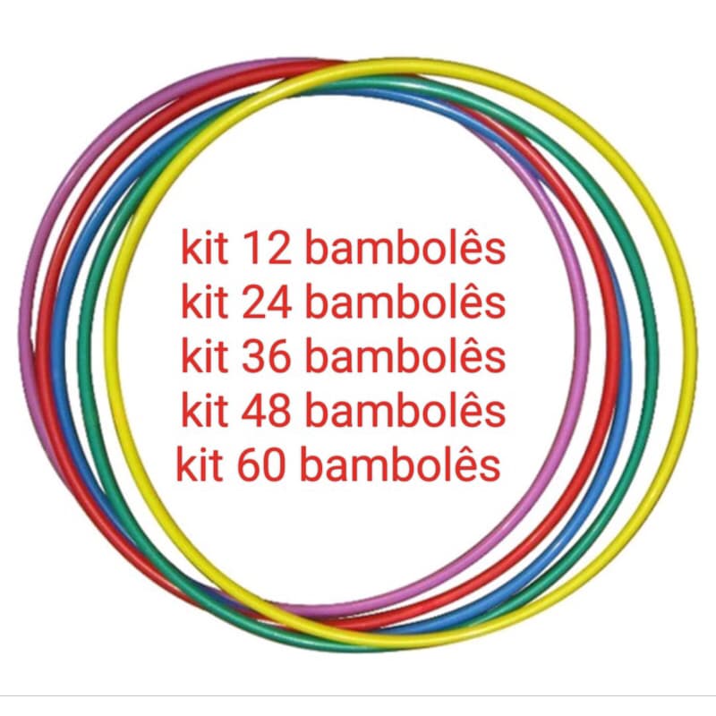 Bambolê multicoloridos 65cm (kit 12,24,36 bambolês )