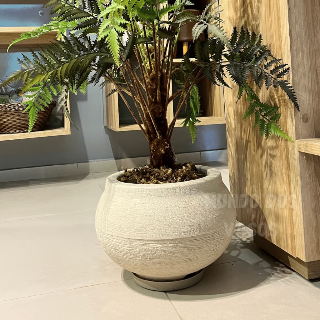 Vaso De Planta Em Polietileno Bojo Esfera Com Prato N01