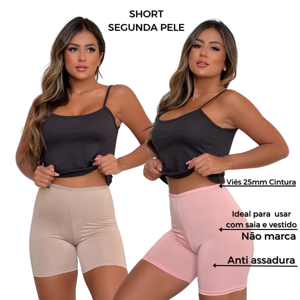 Short Segunda Pele Modelador Calcinha Boxer Anágua Anti assadura Para Saia/vestido