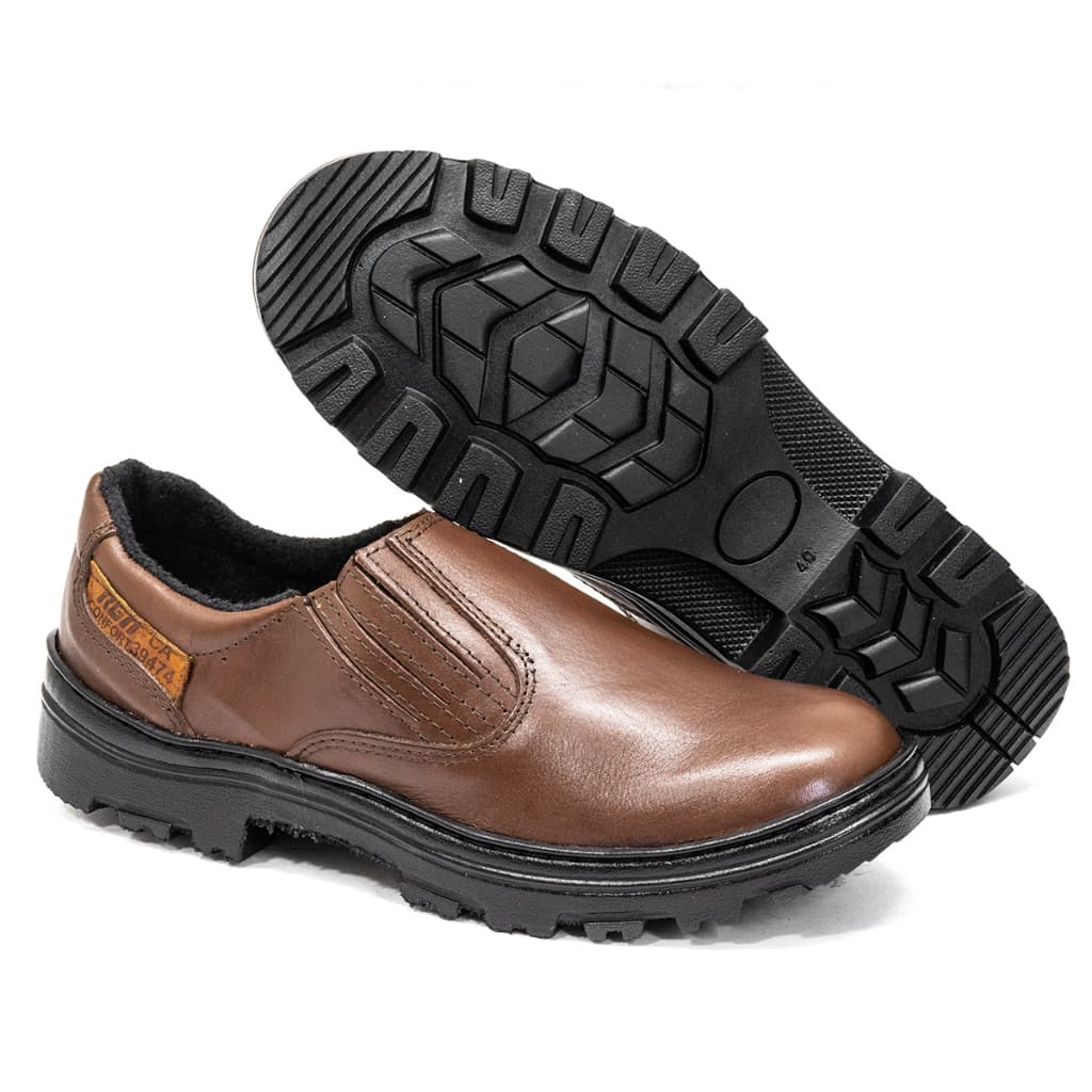Sapato de Segurança de Couro com CA Bico PVC Marrom Unissex CallShoes