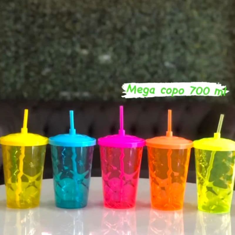 5 Copos Twister Copo Caldereta Com Tampa e Canudo 700ml  Acrílico Para Personalizar