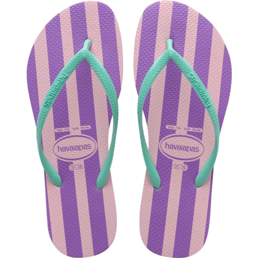 Chinelo Infantil Slim Retrô Glow Glitter Listras Roxo Roxa Lilás Lilas Criança Menina Orig