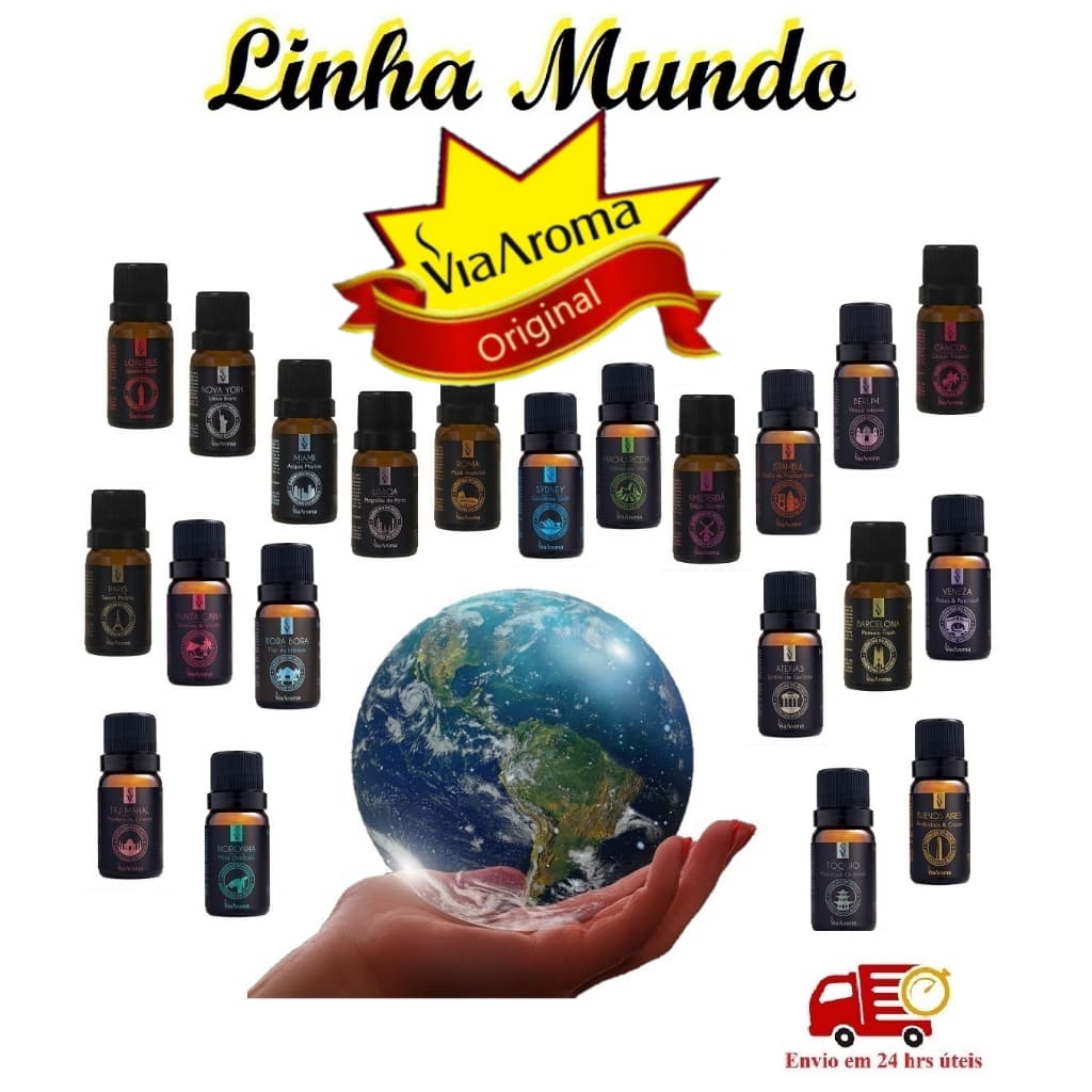Essências Via Aroma Linha Mundo 10 ml. Para Aromatizador