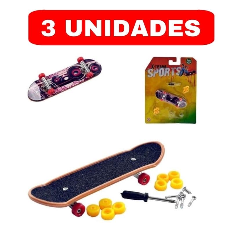 Kit Com 3 Skate De Dedo Brinquedo Extremo Radical Mini Skate Para Dedos