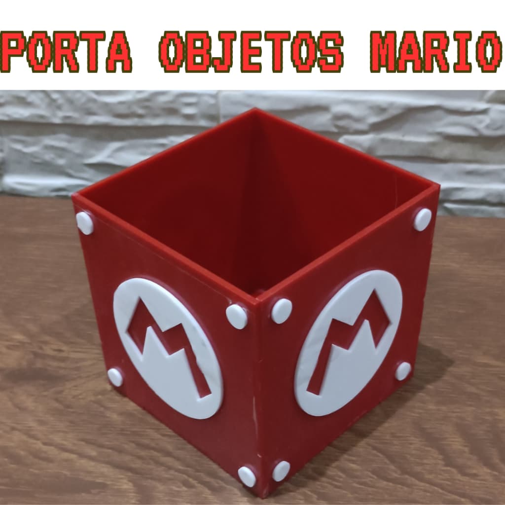 Porta Objetos Super M PowerUp Vermeho e Branco Presente Geek Gamers