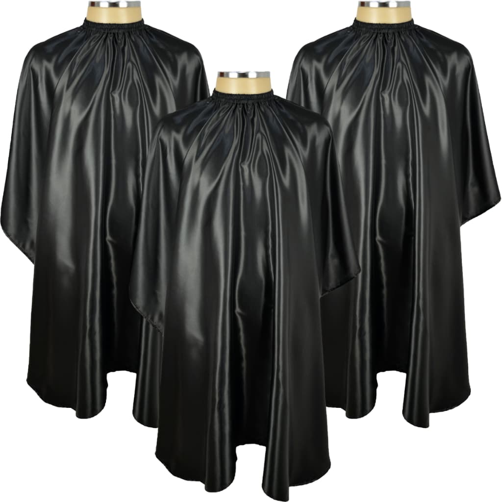 Kit Com 3 Capa De Corte de Cabelo, Barbeiro Profissional Cetim Preto