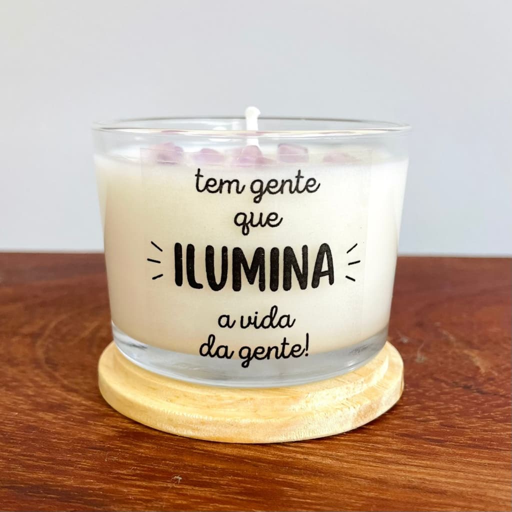 Vela Aromática Perfumada Personalizada com Ametista - Cera de Coco 140gr