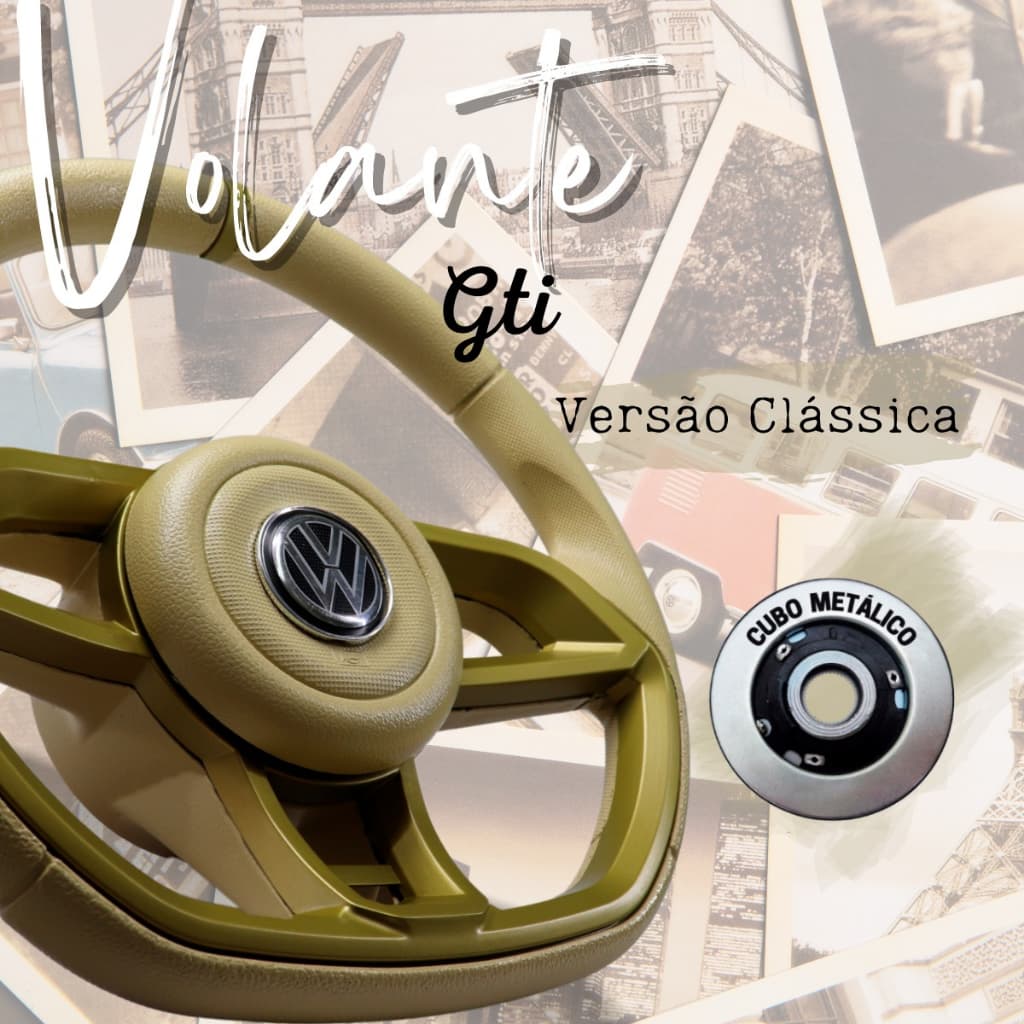 Volante Esportivo Gti Dourado Vw Polo Novo Fox Voyage Spacefox Crossfox Jetta Golf Mk5