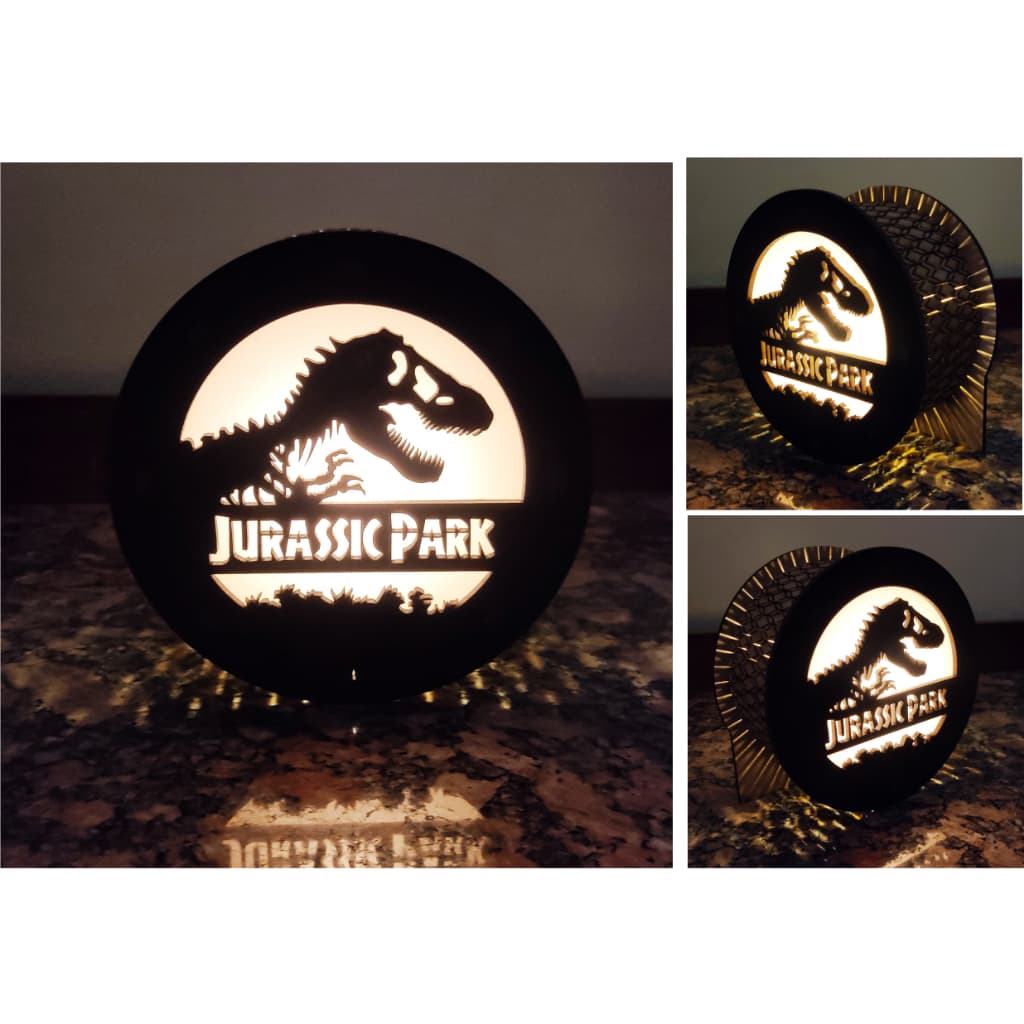 Luminária Abajur Jurassic Park Dinossauro De Mesa Decorativa Geek Gamer
