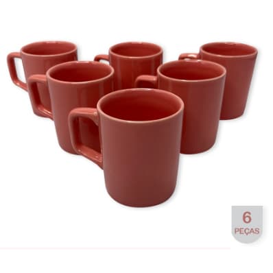 CJ XICARA DE CAFE 6 PCS 80ML VERMELHO CAF2008