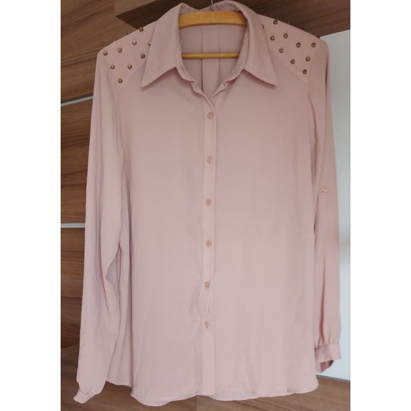 Camisa Manga Longa Nude com Tachinha/44