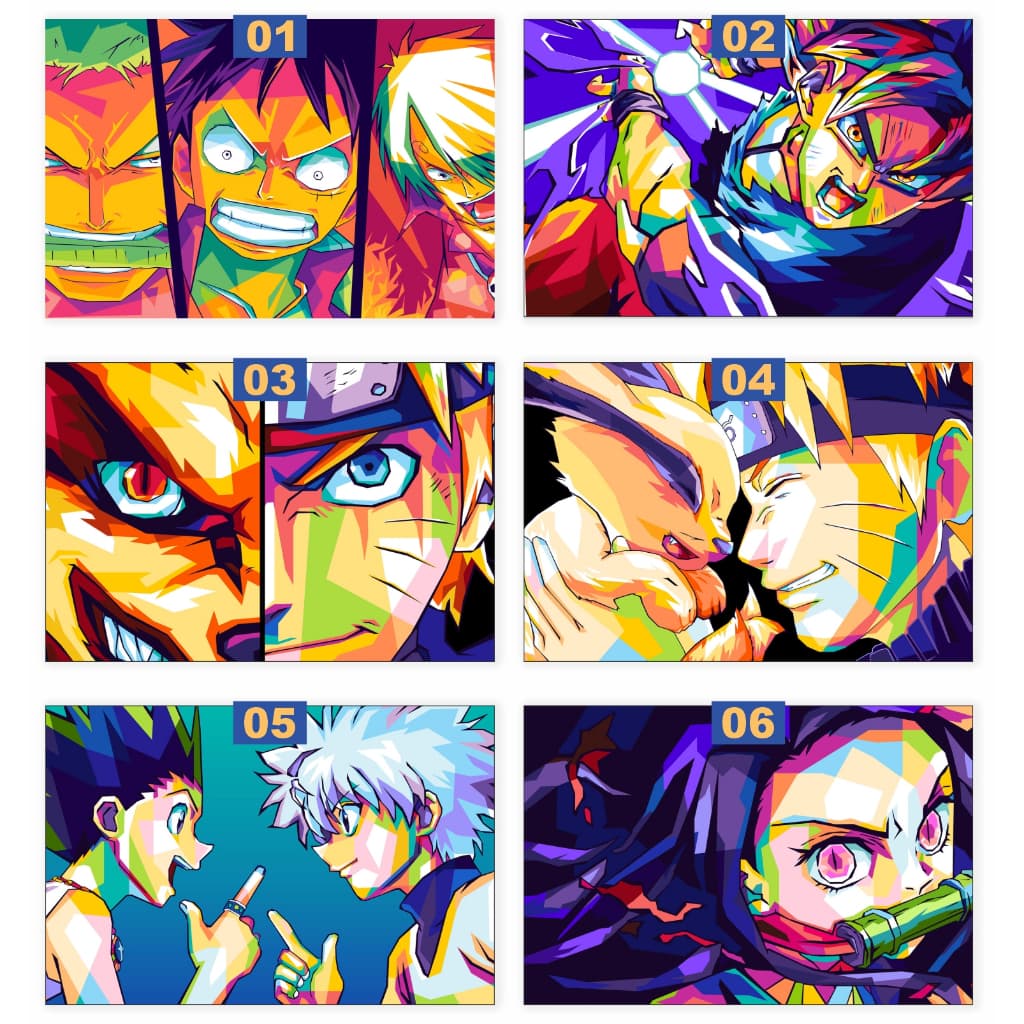 Quadro Placa Decorativa Horizontal Animes Pop Art - Tamanho 10x15 - Naruto One Piece Kimetsu no Yaiba Dragon Ball