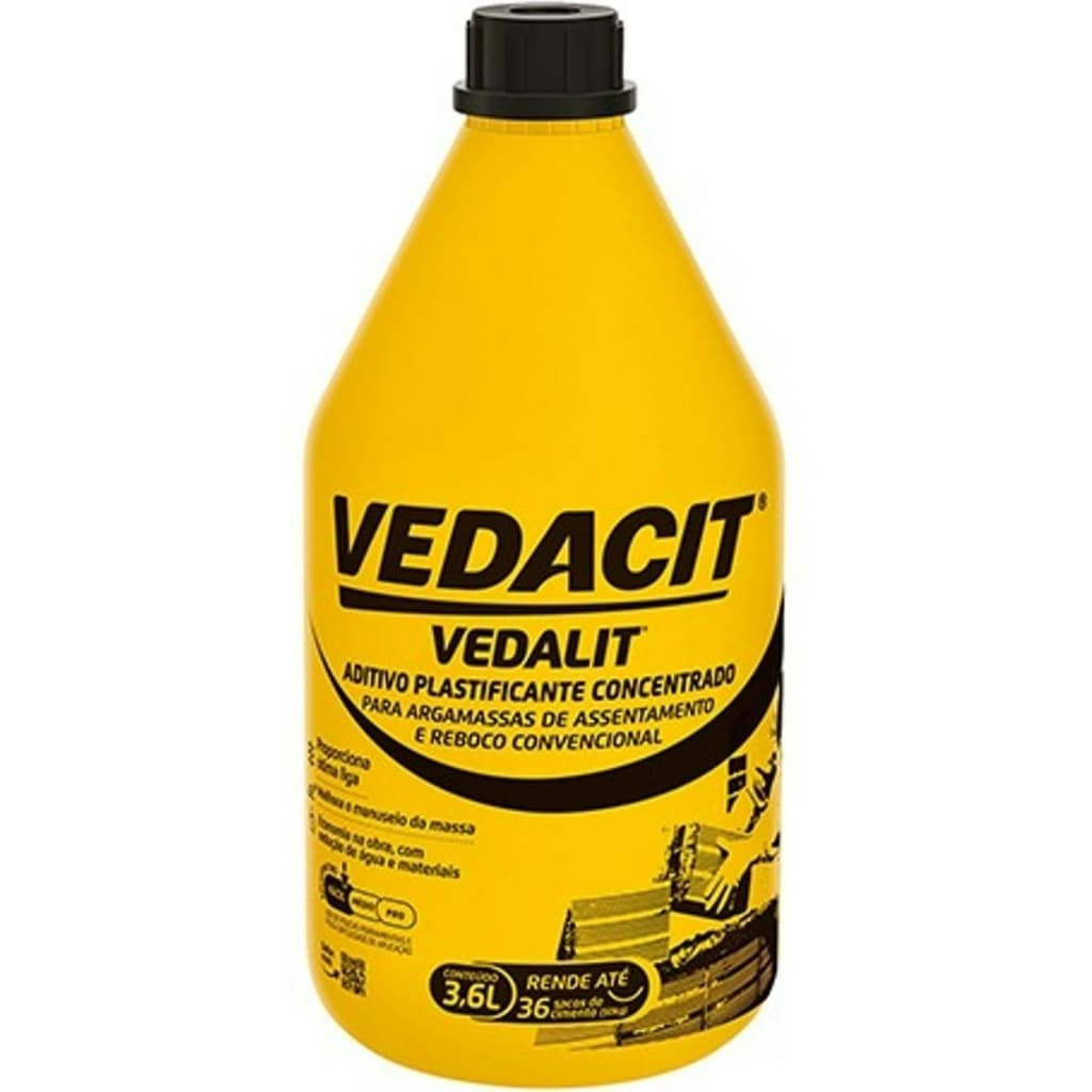 Aditivo Plastificante Vedalit 3,6l Galão Reboco Argamassa - Vedacit