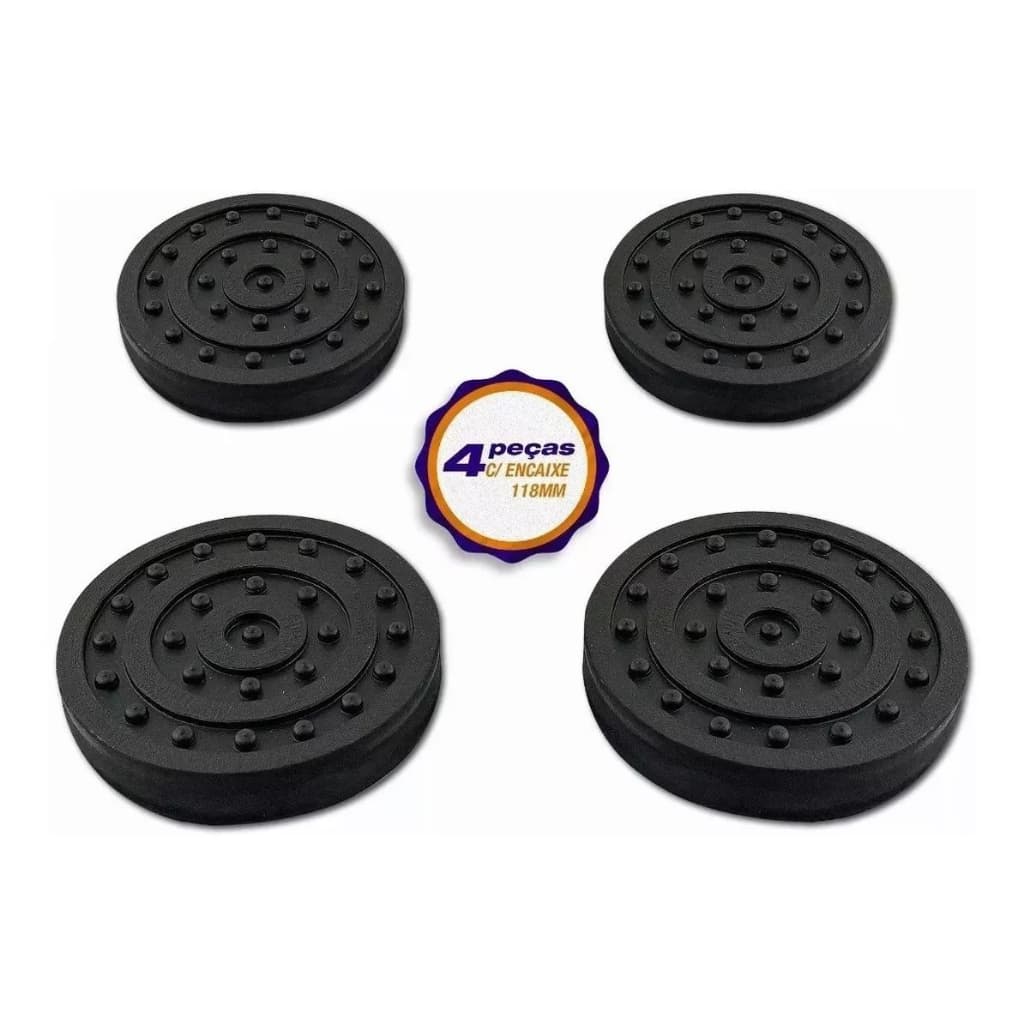 Sapata Borracha Elevador Automotivo C/ Encaixe 118mm 4 Peças