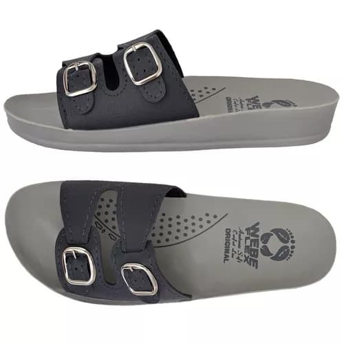 Sandália Feminina Ortopédica Birken Webe Flex Azul Marinho Macia Leve Confortável Chinelo Ortopédico