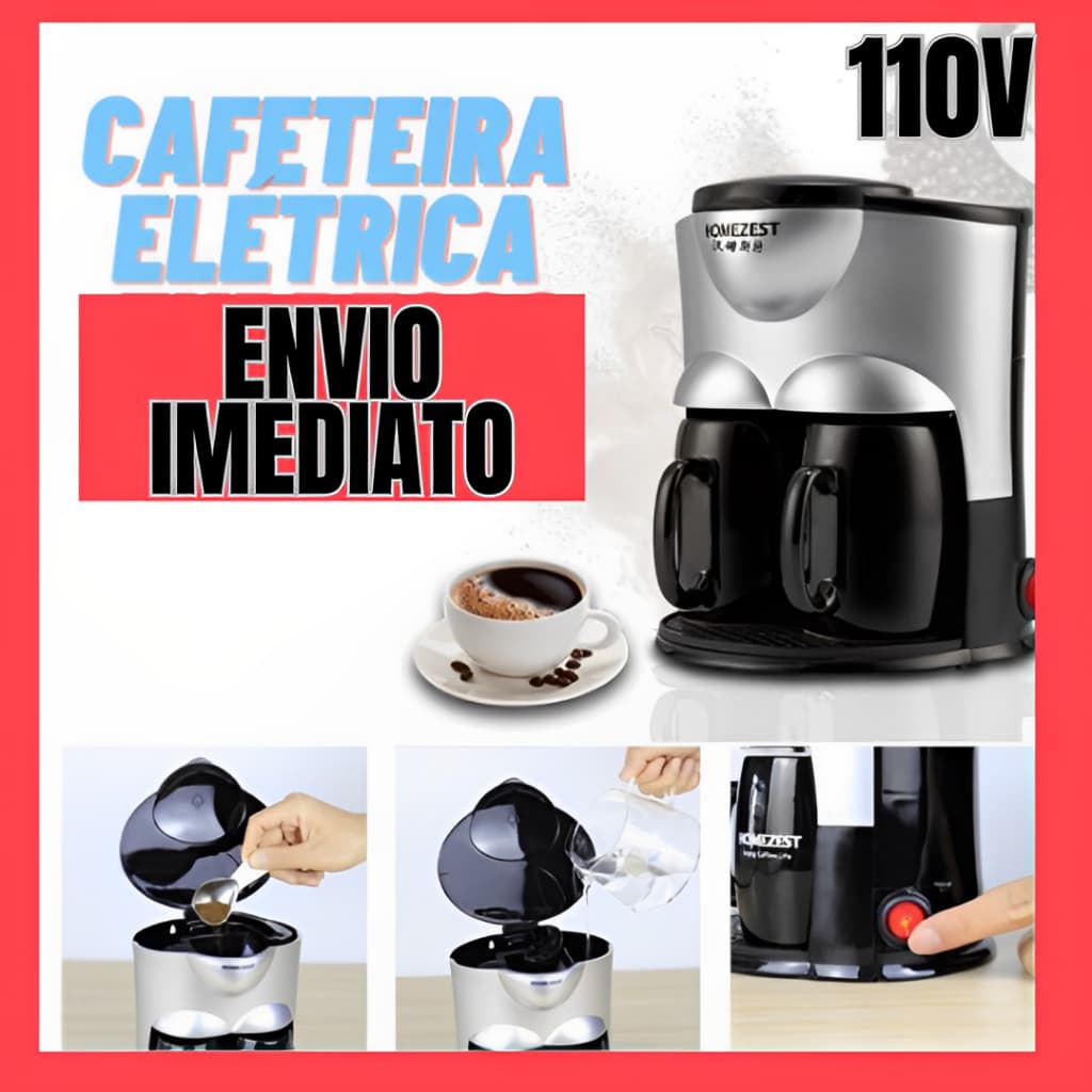 Cafeteira Elétrica Expresso Com 2 Canecas e filtro de nylon