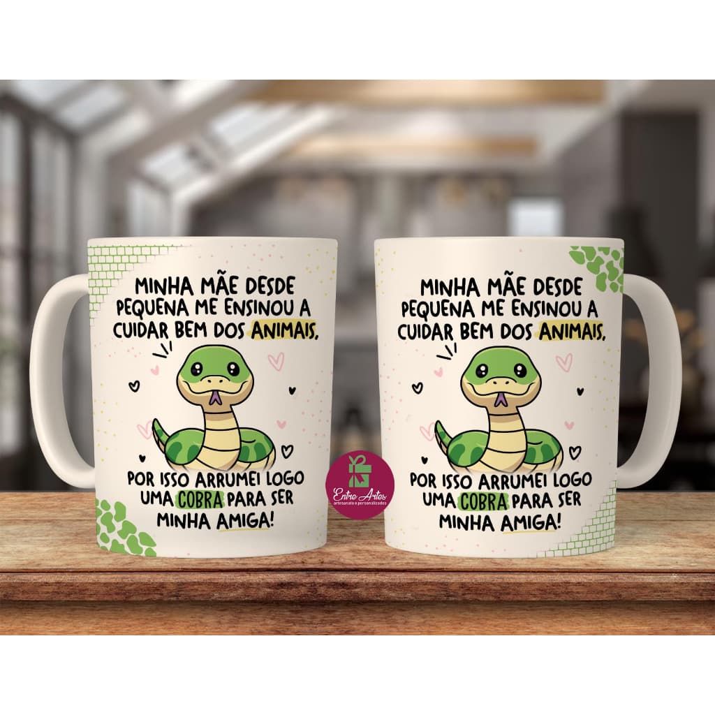 Caneca personalizada amiga presente cobra piranha galinha vaca engraçada divertida flork bento
