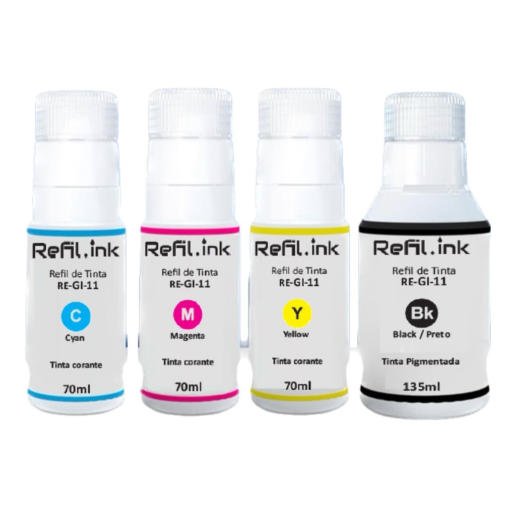 Kit 4 Tintas Refil-ink P/ Impressora Canon G3160 G2160 Gi-11