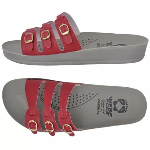 Sandália Feminina Ortopédica Birken Webe Flex Vermelha Macia Leve Chinelo Ortopédico Feminino