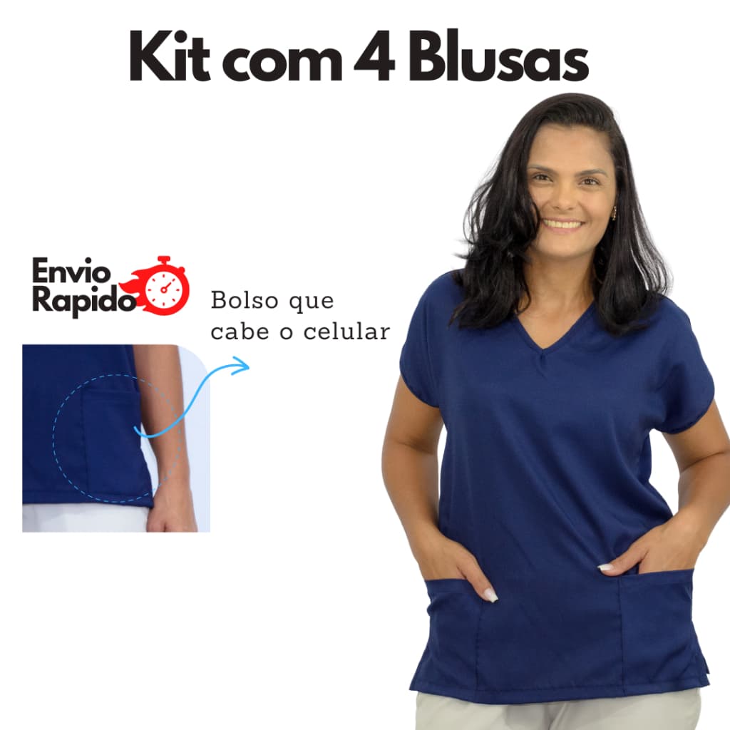 KIT Com 4 Scrub blusa enfermagem Uniforme