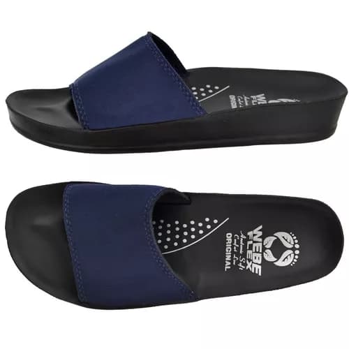 Sandália Feminina Ortopédica Slide Azul Marinho Confortável Calçado Feminino Ortopédico