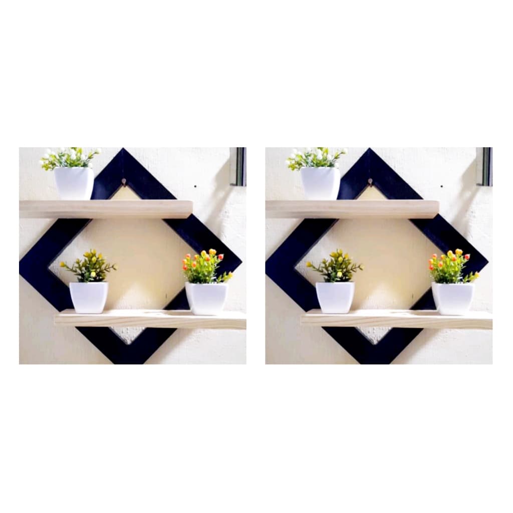 Kit C/2 quadro decorativo com duas prateleiras quadro losango 39