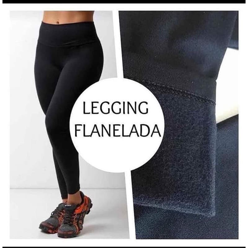 Calça Legging Flanelada Térmica Cintura Alta forrada.Tecido Grosso.