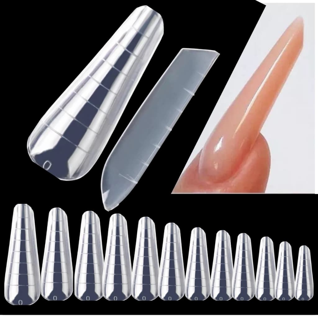 Molde F1 Almond Mandorla Stiletto Para Unhas de Gel Polygel Tips Reutilizavel 20 UNIDADES
