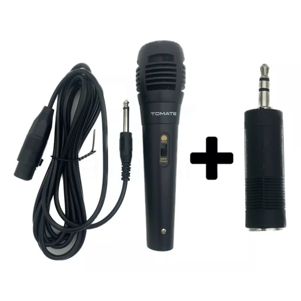 Microfone Para Karaoke Na Tv Dinâmico Cardióide Com Fio + Plug P2 Cor Preto