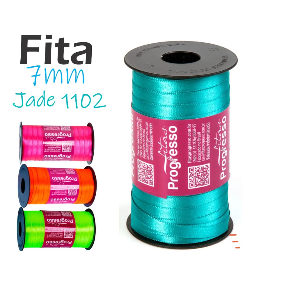 Fita Cetim Lisa Nº1 7mm Com 100 Metros Progresso Diversas Cores