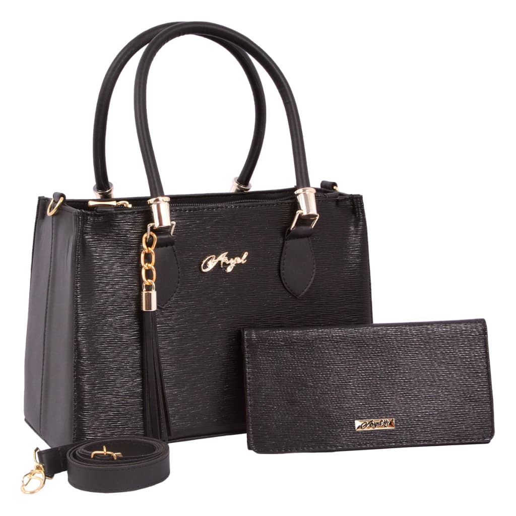 kit bolsa feminina media  transversal + carteira mega promoçao