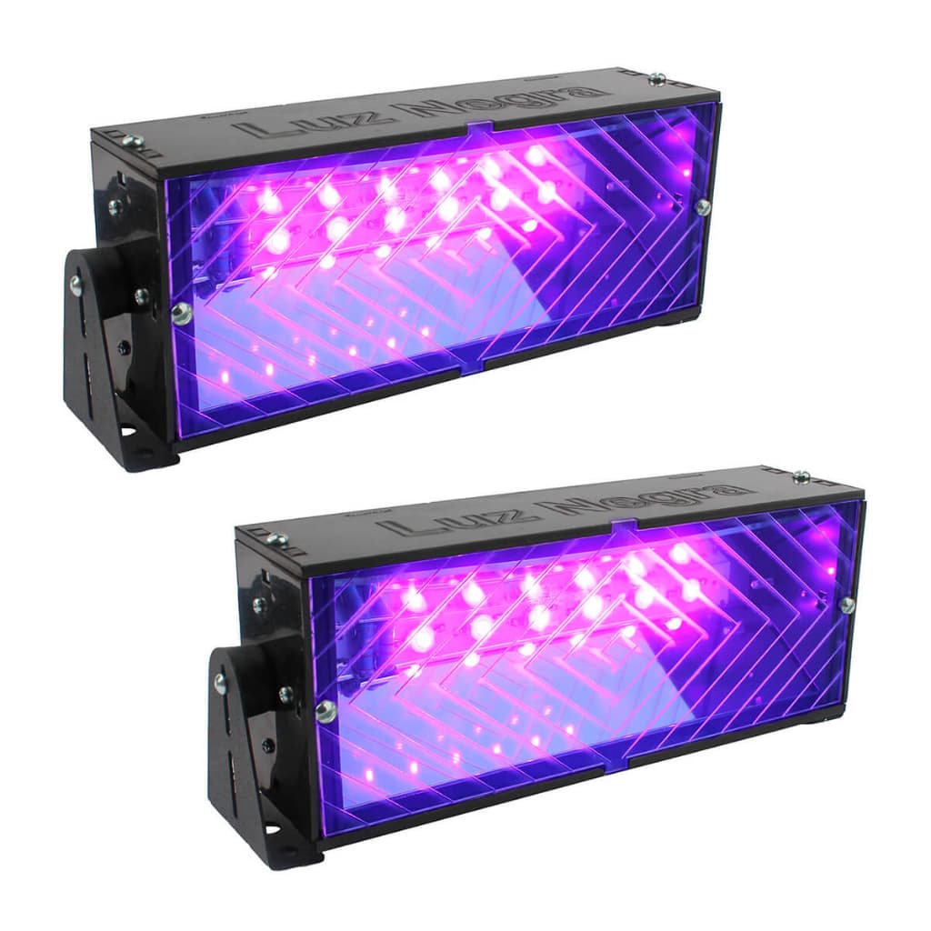 2 Refletor Luz Negra Profissional Deltrônica Lâmpada Led UV Festa Balada Efeito Neon 395nm Bivolt