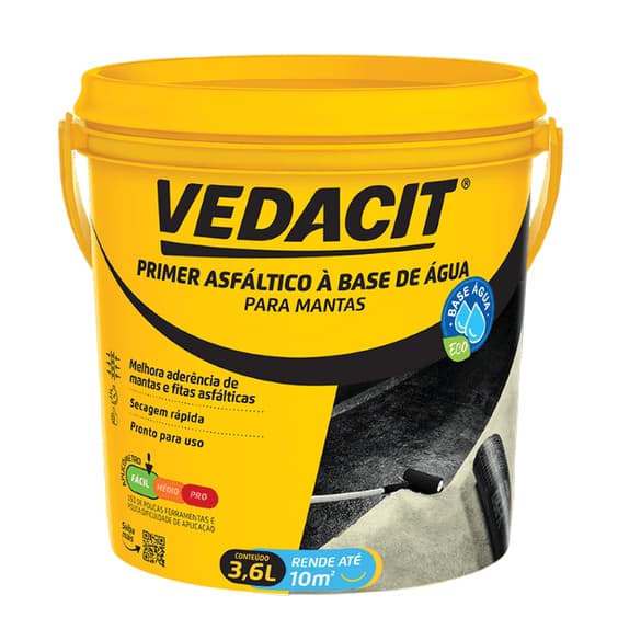 Vedacit Primer 3,6l Asfáltico Base Agua Para Manta Asfáltica