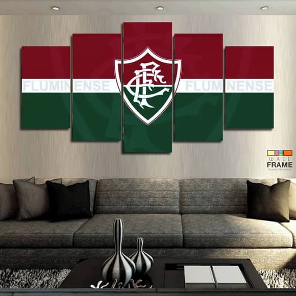 Quadros Decorativo Mosaico 5 peças Sala Quarto Mdf Alta Resolução Full HD Fluminense