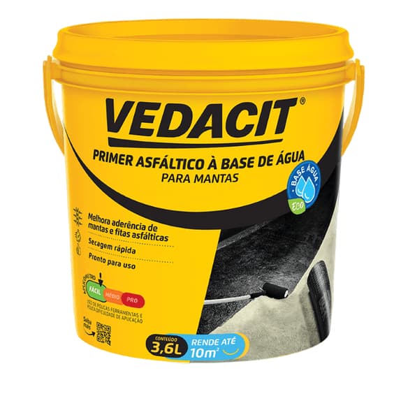 Primer Para Manta Asfáltica Eco Emulsão 3,6 Litros Secagem Rapida- Vedacit