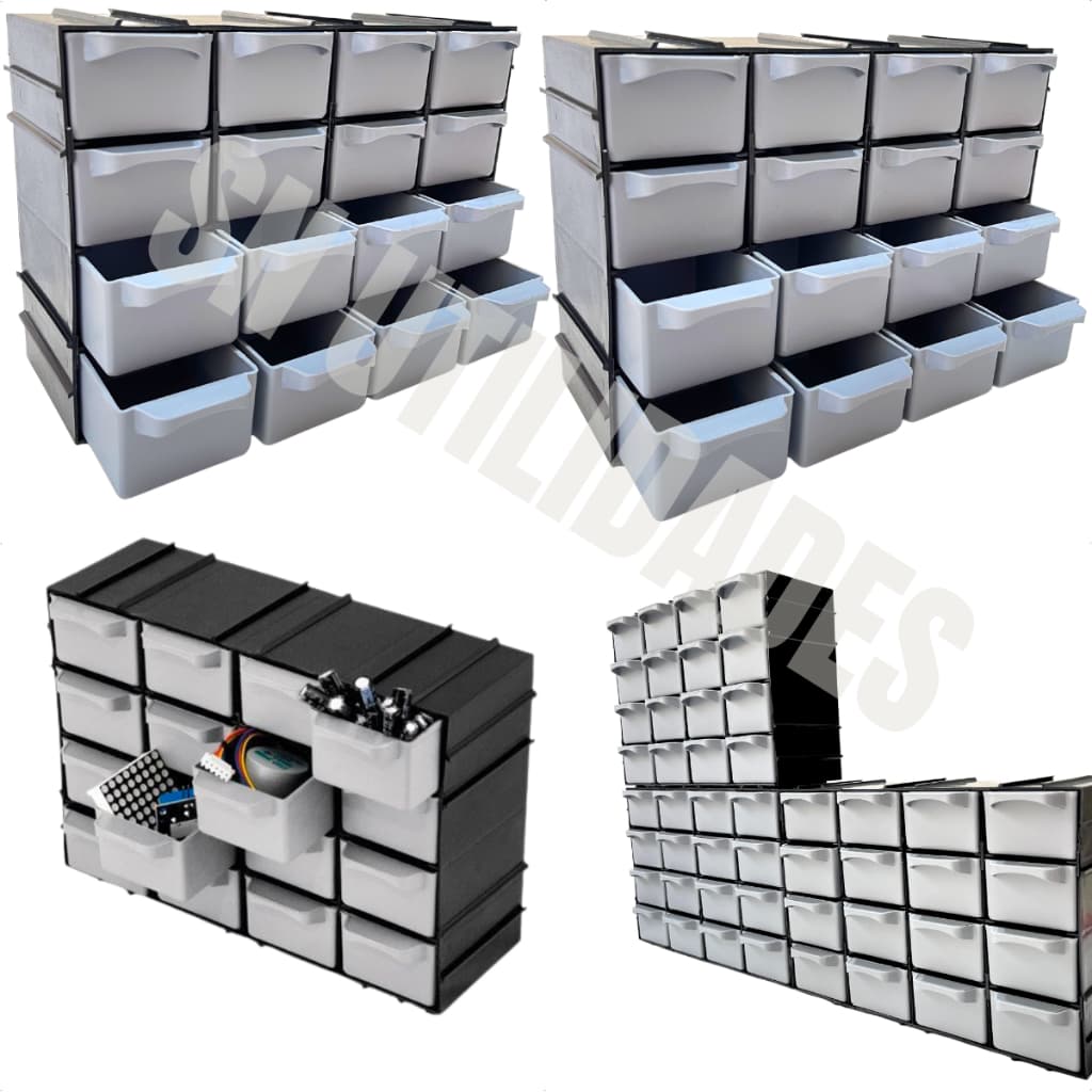 Kit 2 Organizador Gaveteiro Para Organizar Parafusos Ferramentas Total 32 Gavetas