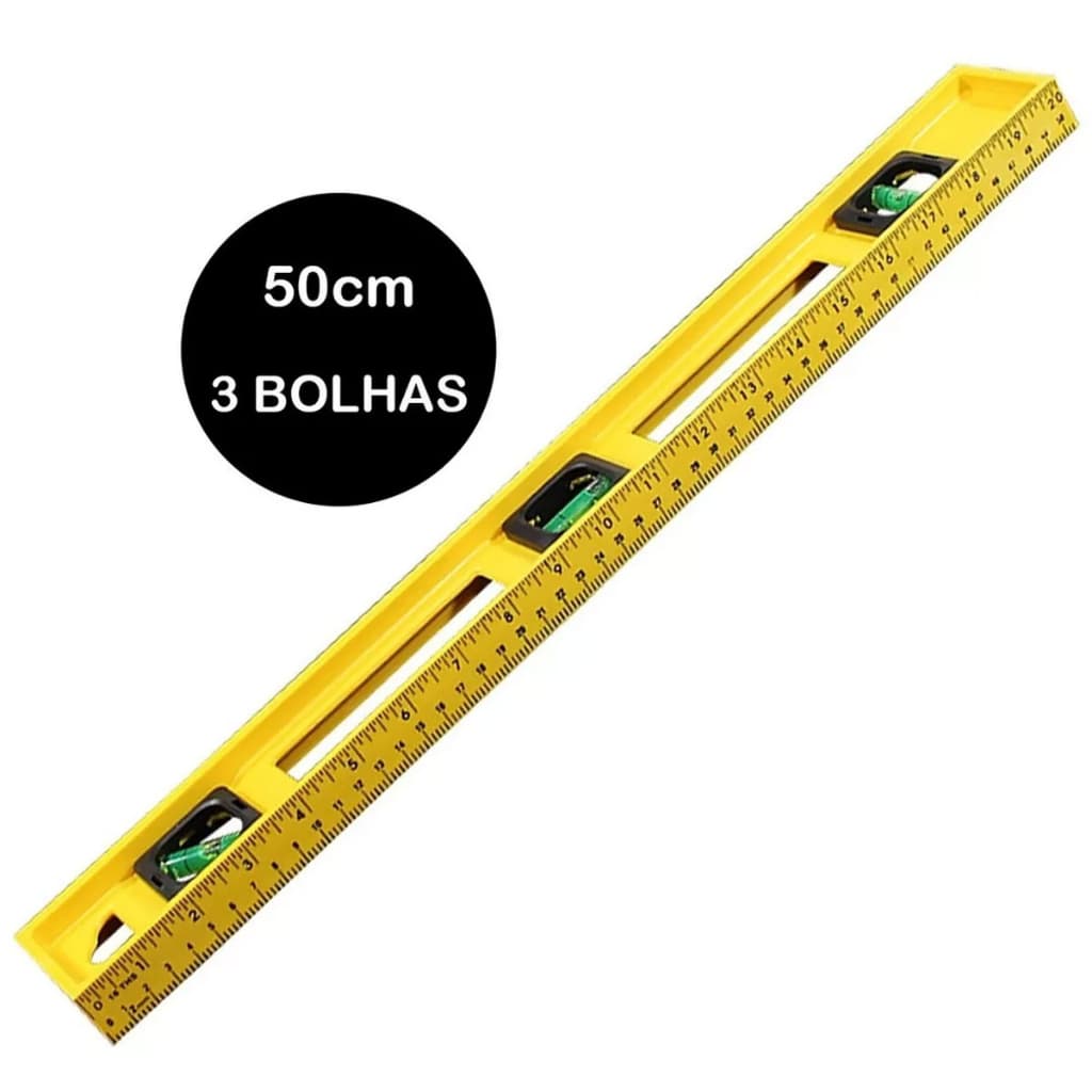 Nivel De Mão Prumo Pedreiro Obra Construção 50 Cm 3 Bolhas