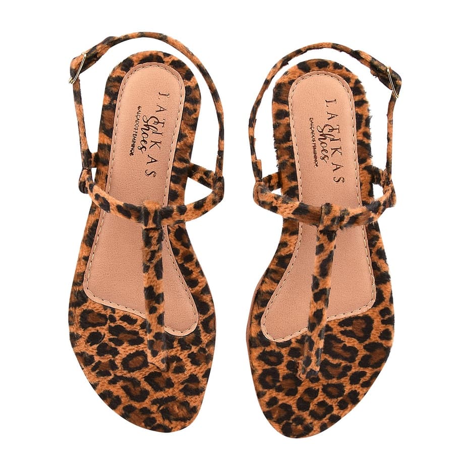 Sandália Feminina Confortável Rasteirinha Onça Animal Print Rasteirinha Feminina Confortável