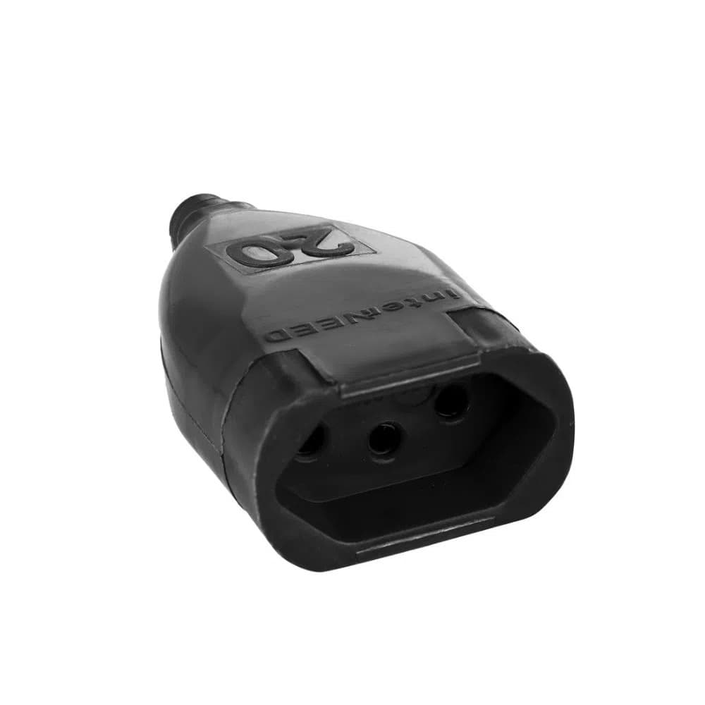 Plug Fêmea para Extensão Elétrica 2p+T 20A Preto Serve Pino 10A e 20A Prensa Cabo 2P+T 20a PT Cabo Elétrico Elétrica