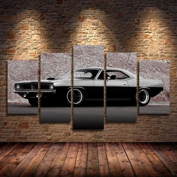 Quadros Decorativo Mosaico 5 peças Sala Quarto Mdf Alta Resolução Full HD Carro Charger