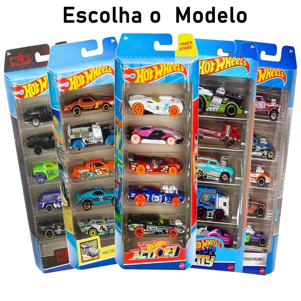 Hot Wheels  1 Pack com 5 Carrinhos - Mattel - Escolha o Modelo