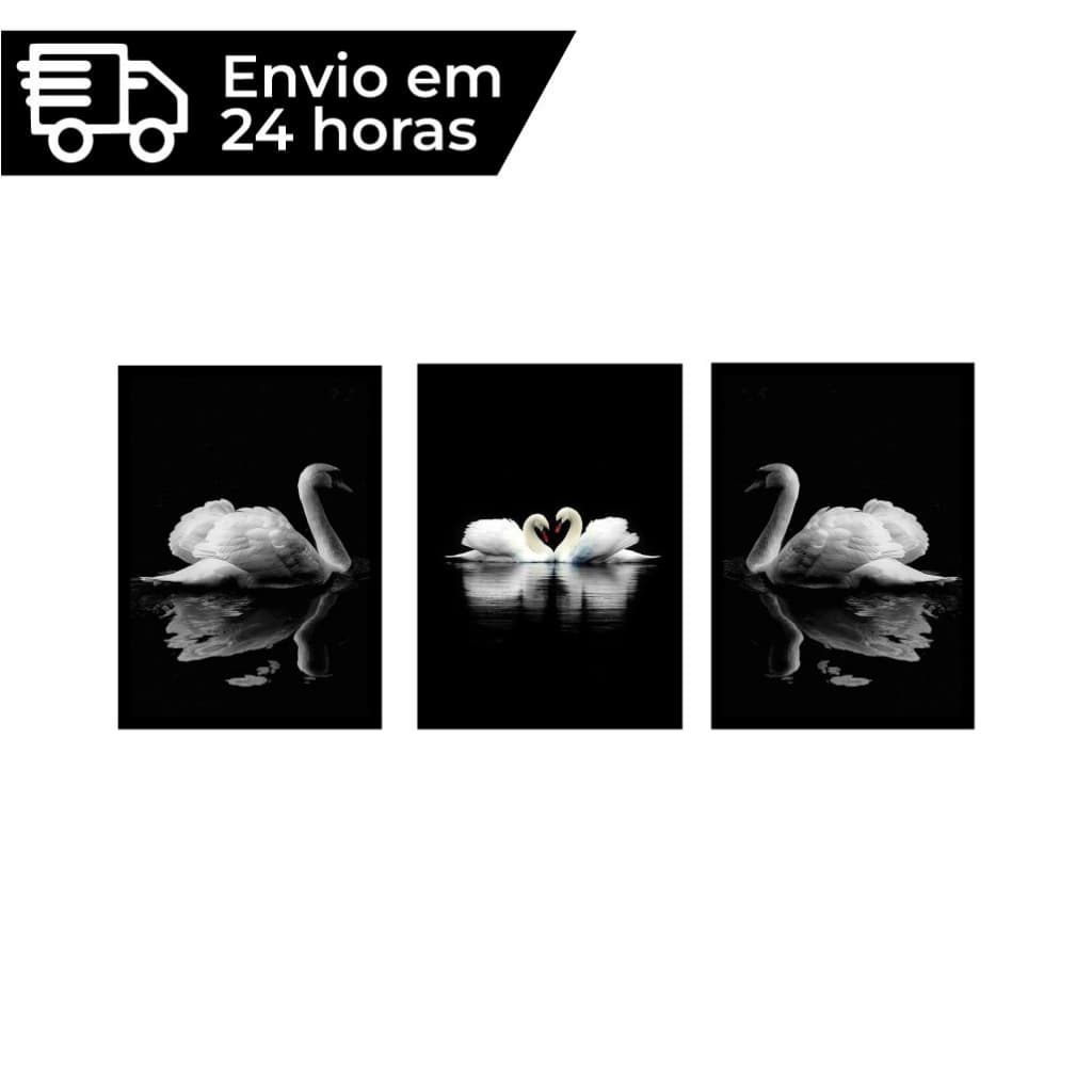 QUADRO DECORATIVO CISNE BRANCO ELEGANTE 60 X 40