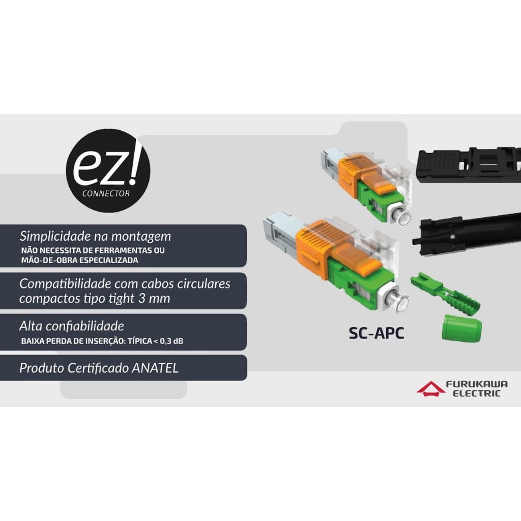 KIT COM 10 CONECTORES ÓPTICOS DE CAMPO SM SC-APC CONNECTOR PARA FIBRA ISOLADA